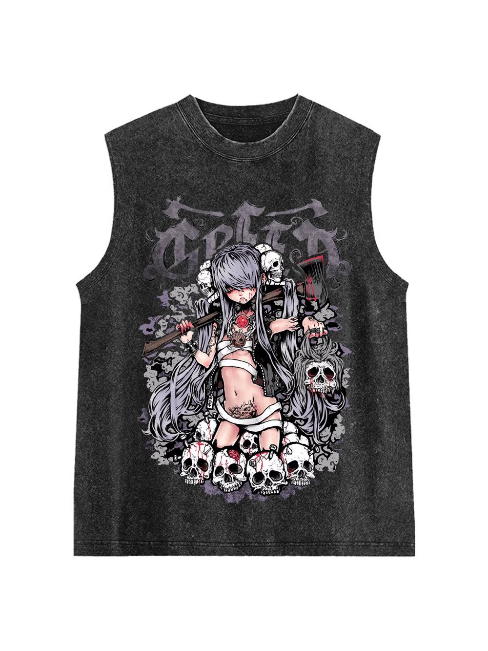 Queen of Skulls Washed Tank Top