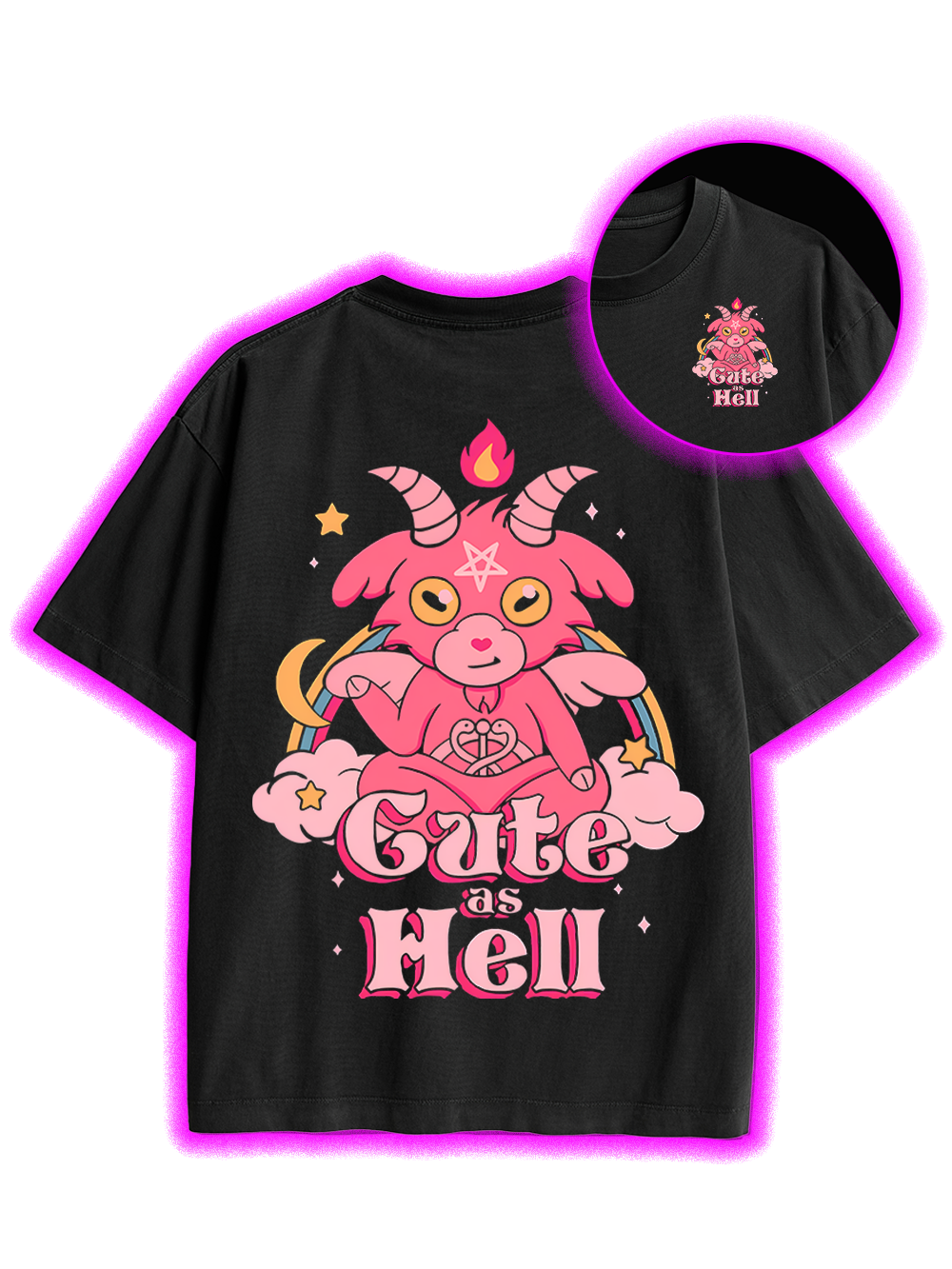 CUTE AS HELL DOUBLE SIDED PRINT WASHED TSHIRT