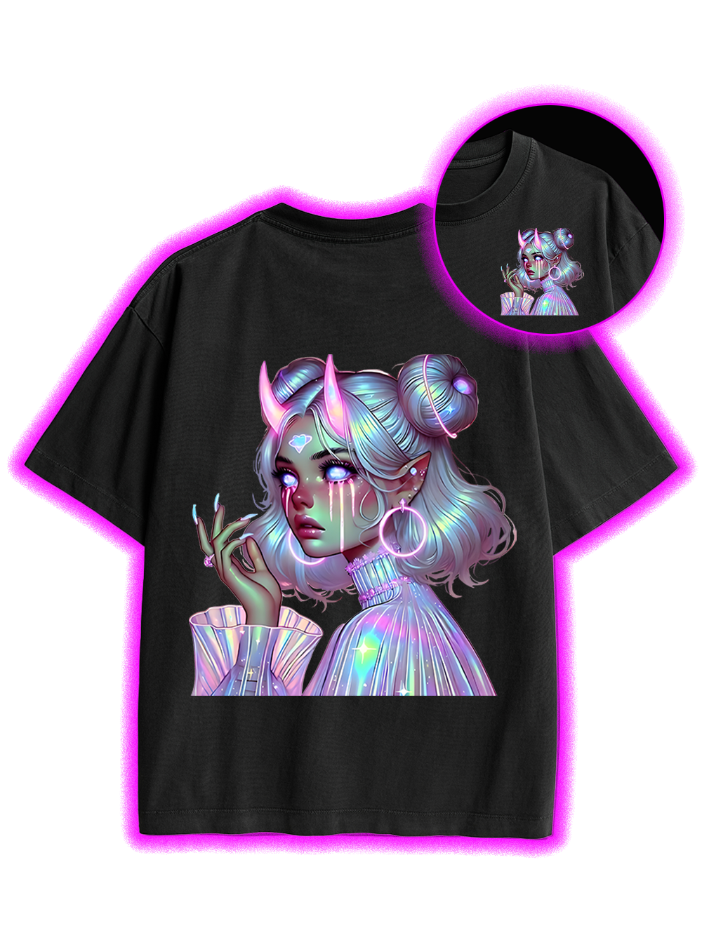 NEON DREAMSCAPE DOUBLE SIDED PRINT WASHED TSHIRT
