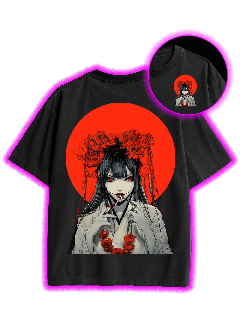 CRIMSON ENCHANTRESS DOUBLE SIDED PRINT WASHED TSHIRT