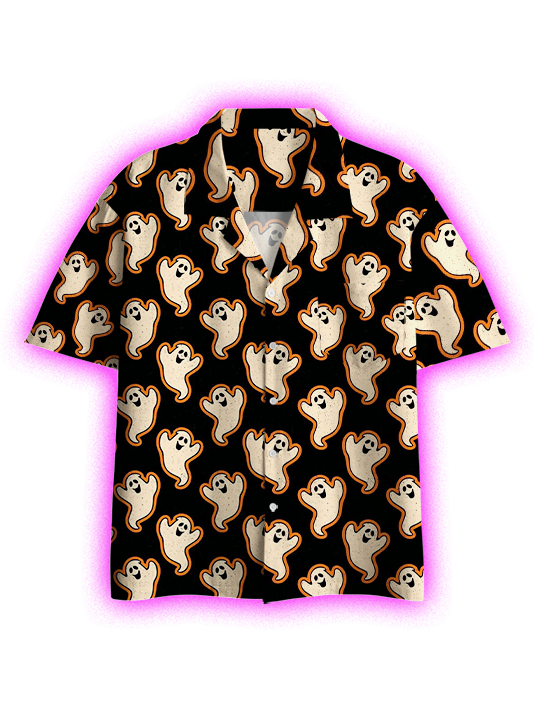 Spooky Ghost Vibes Button Up Pocket Shirt