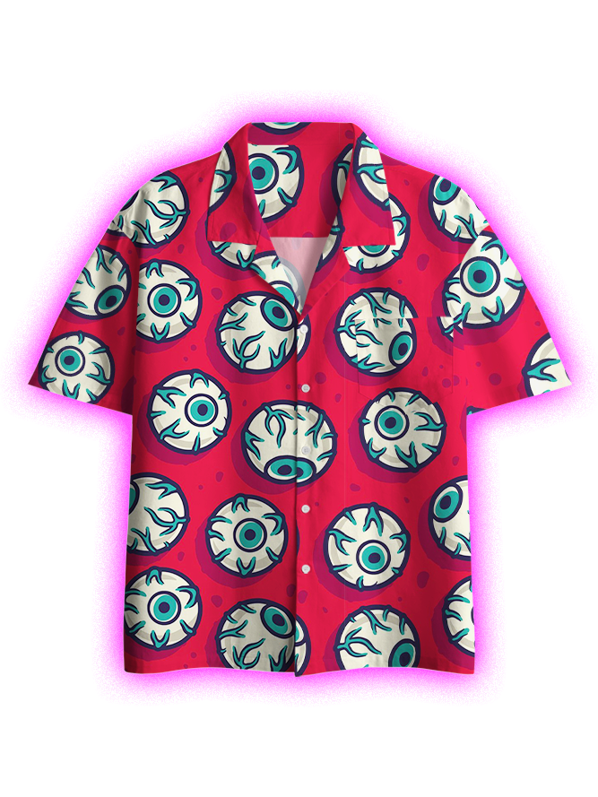 Eyeball Pattern Button Up Pocket Shirt