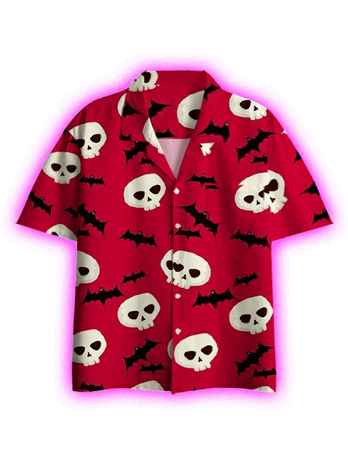 Skulls and Bats Button Up Pocket Shirt