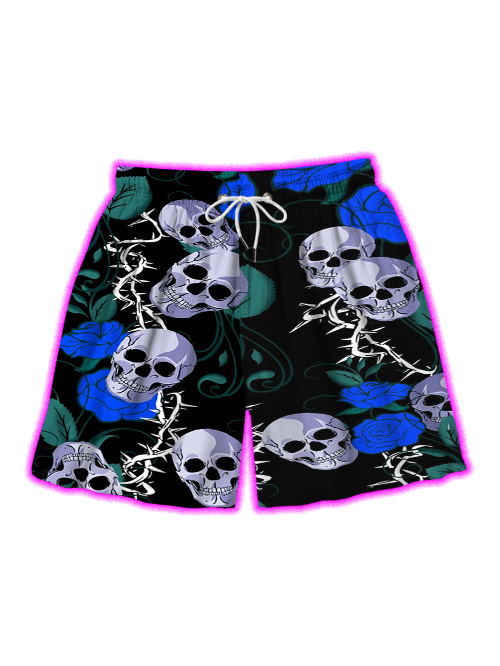 BLUE ROSE SKULL ALL OVER PRINT SHORTS