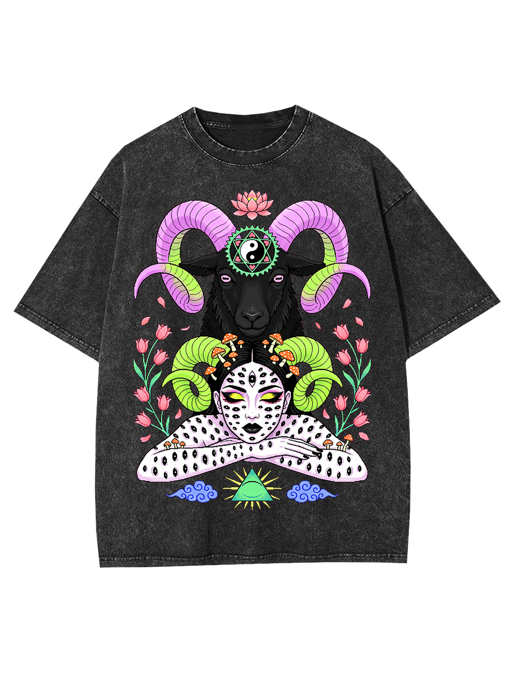 MYSTIC GOAT AND LEOPARD WASHED TSHIRT