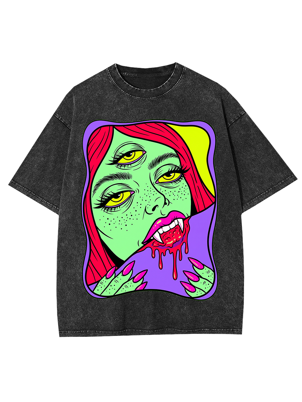 THREE-EYED VAMPIRE GIRL WASHED TSHIRT