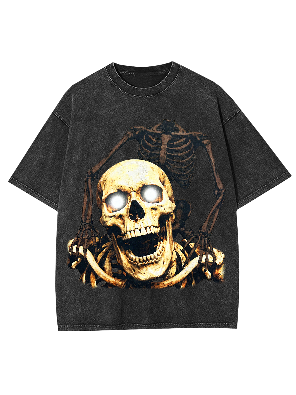 LAUGHING GLOWING SKULL WASHED TSHIRT