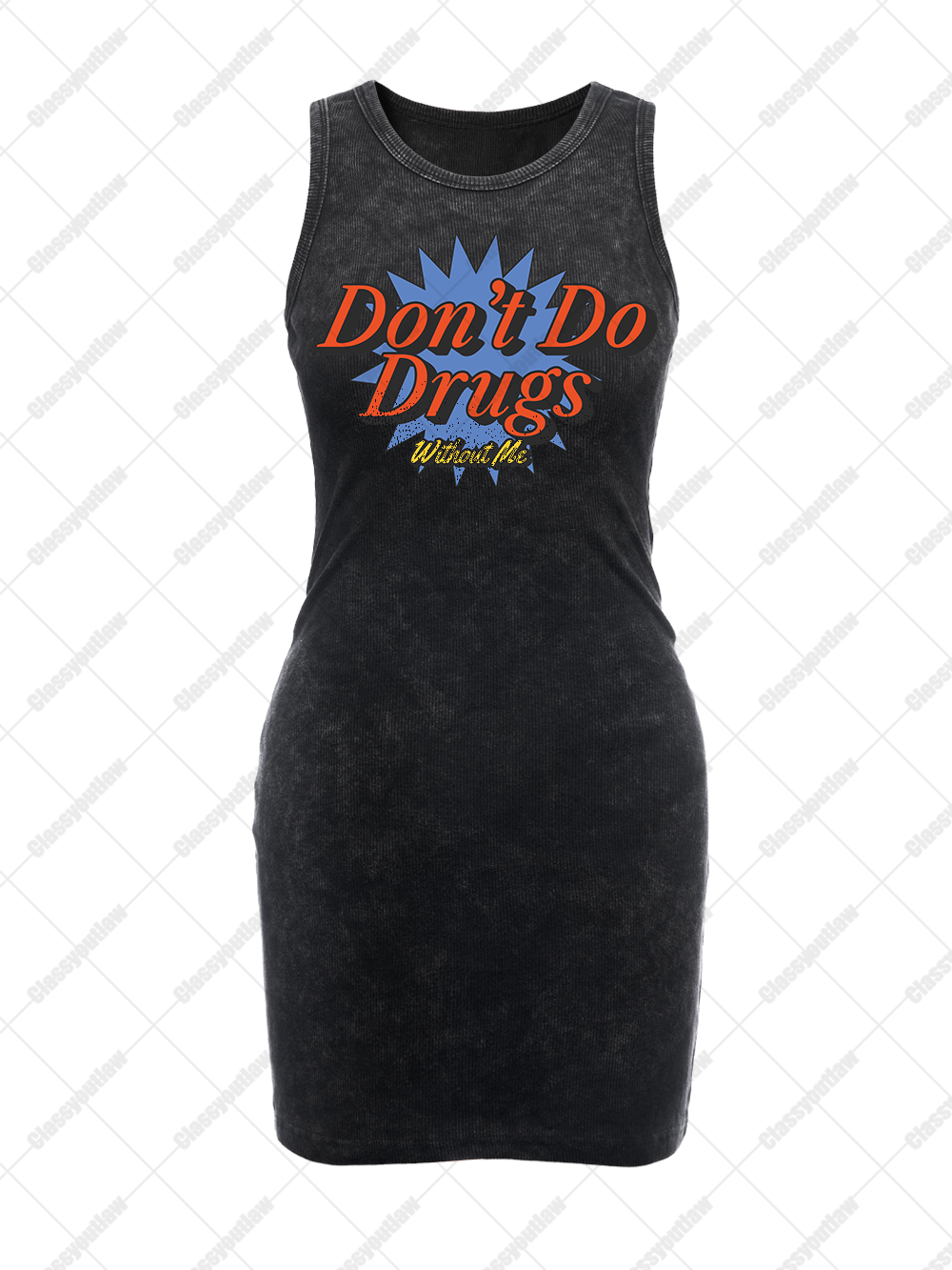 DON'T DO DRUGS WITHOUT ME VINTAGE BODYCON TANK DRESS