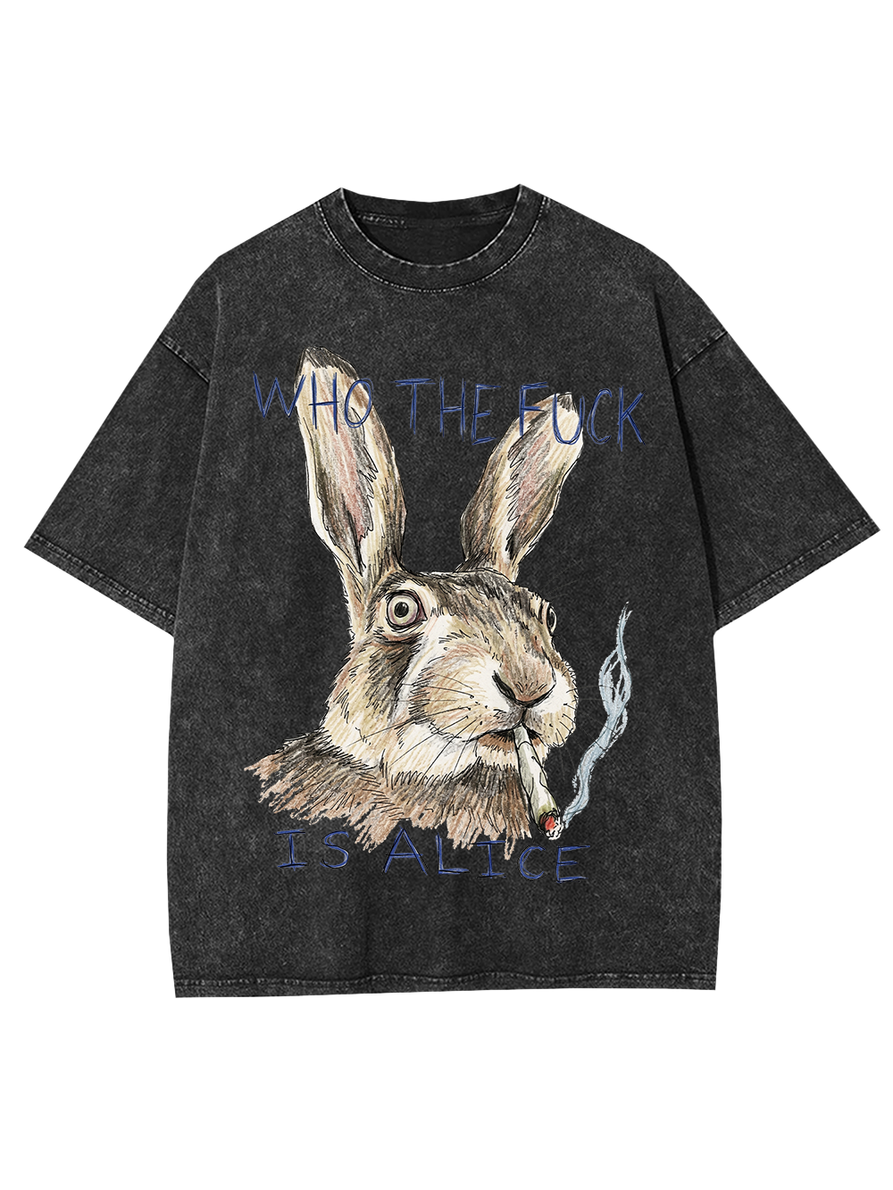 WHO THE F IS ALICE RABBIT WASHED TSHIRT