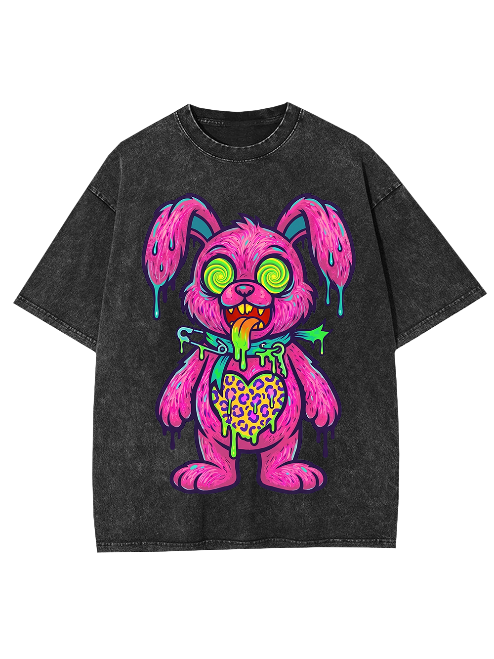 PSYCHEDELIC ZOMBIE BUNNY WASHED TSHIRT