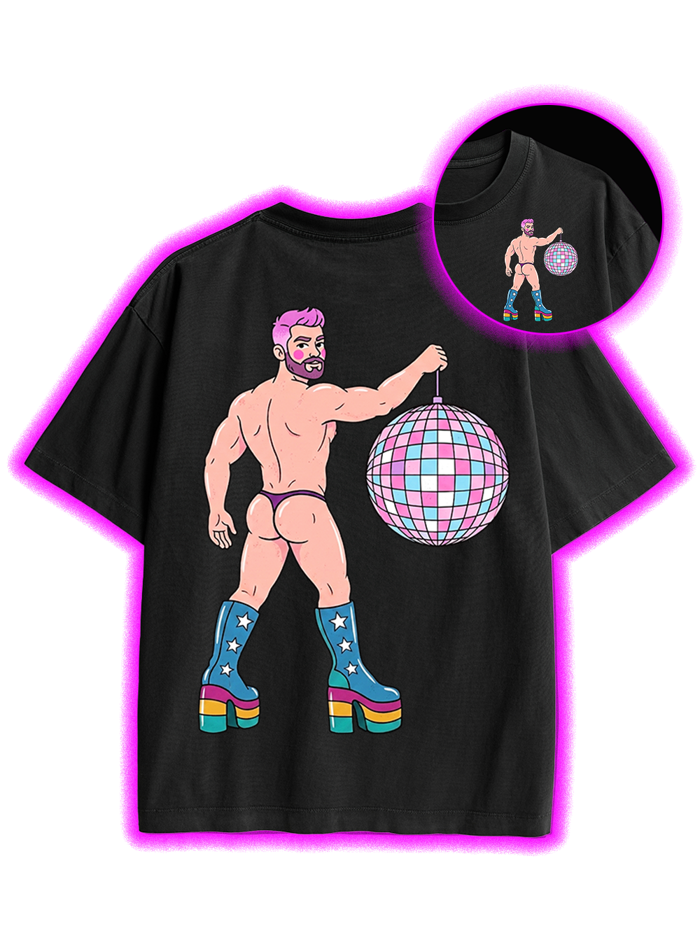 DISCO DIVA DUDE AAA DOUBLE SIDED PRINT WASHED TSHIRT