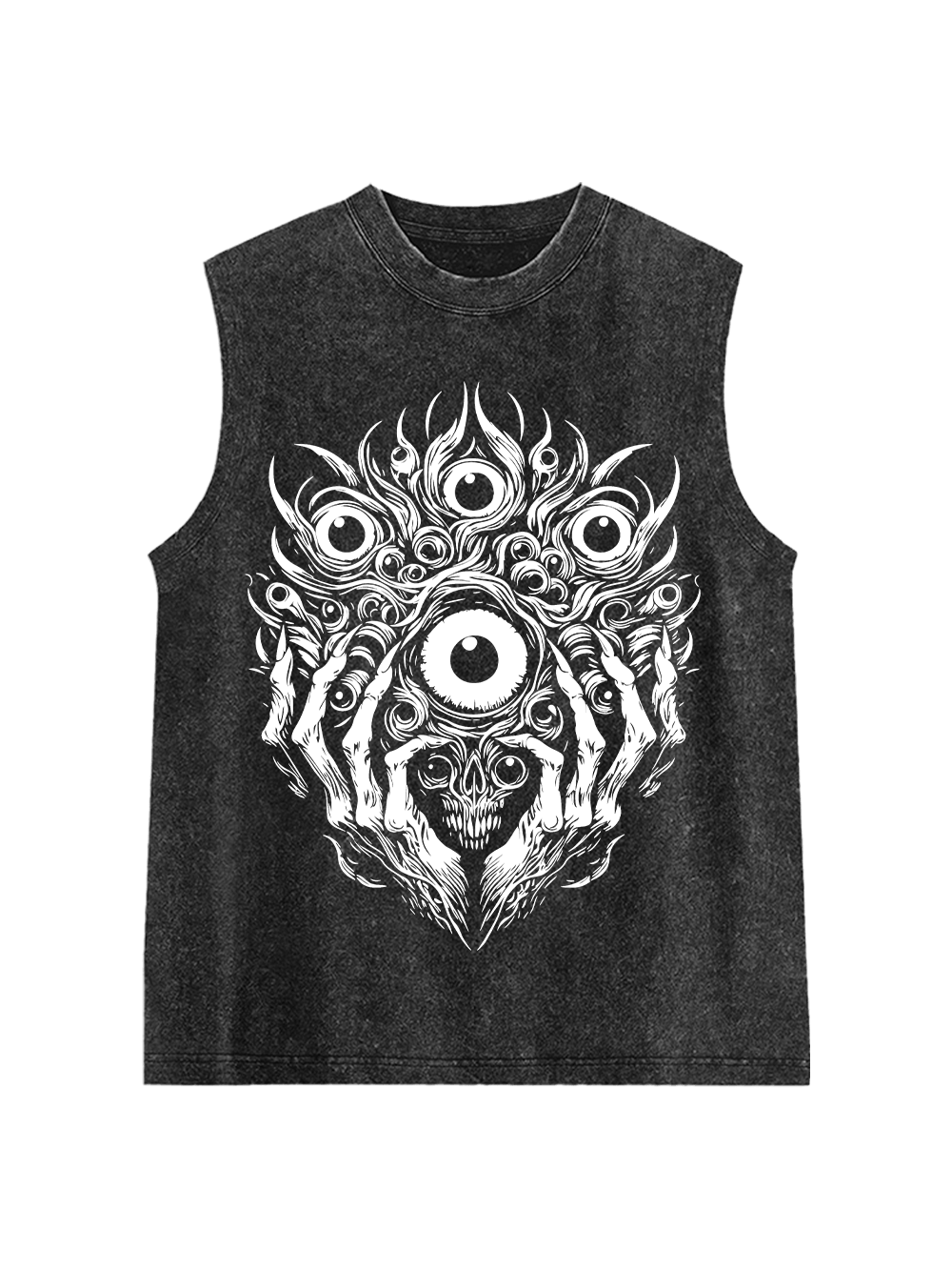 Skull Of Many Eyes Washed Tank Top