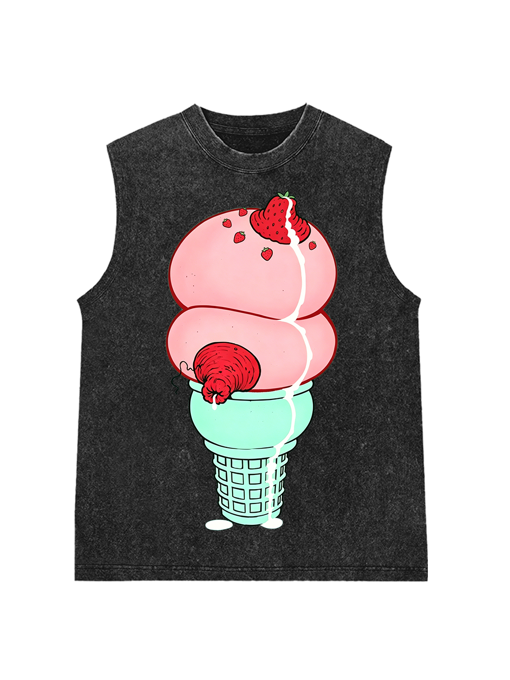 STRAWBERRY BOOB ICE CREAM WASHED TANK TOP