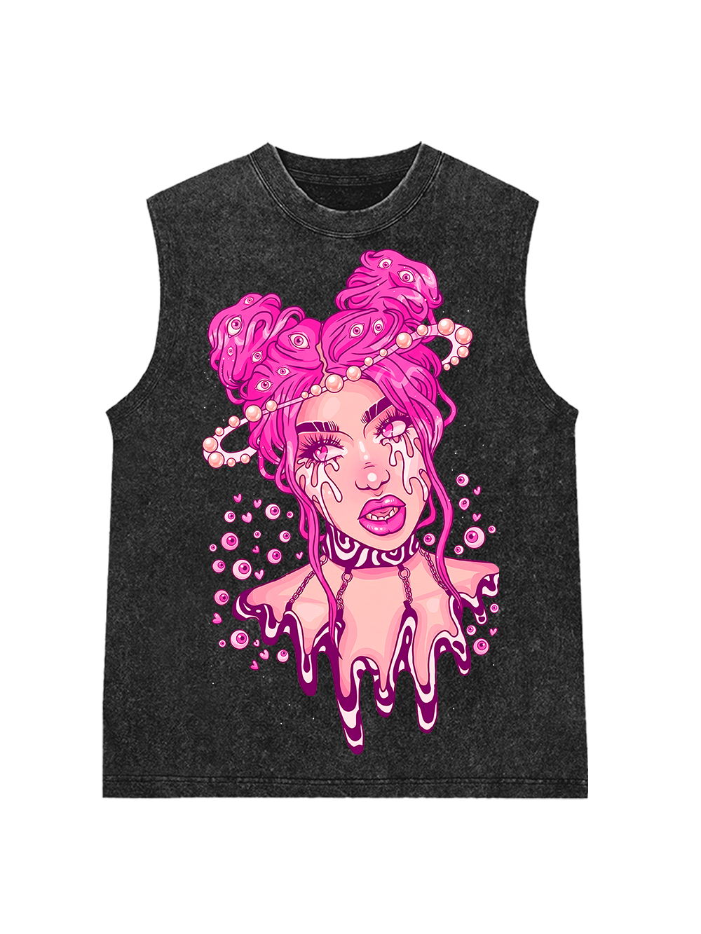 PINK DRIPPING BUBBLE GIRL WASHED TANK TOP