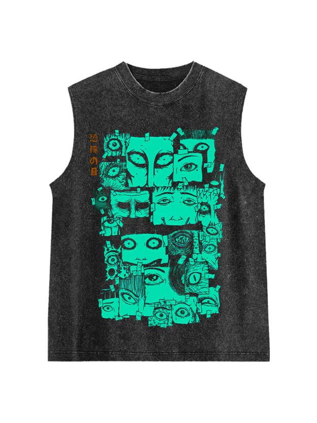 Terrifying Eyes Washed Tank Top