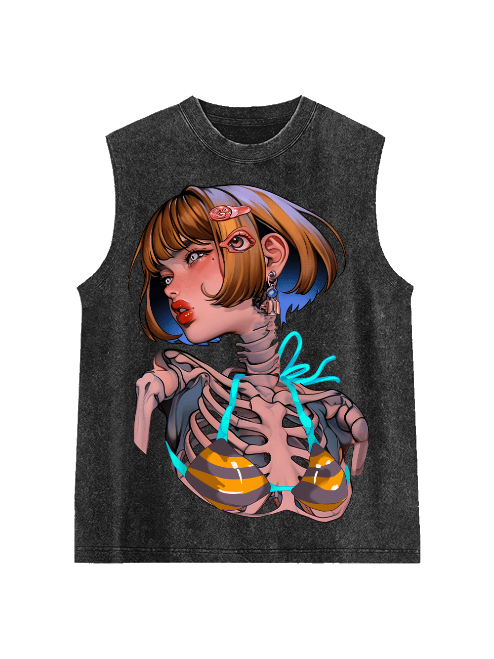 Skeleton in Stripes Washed Tank Top