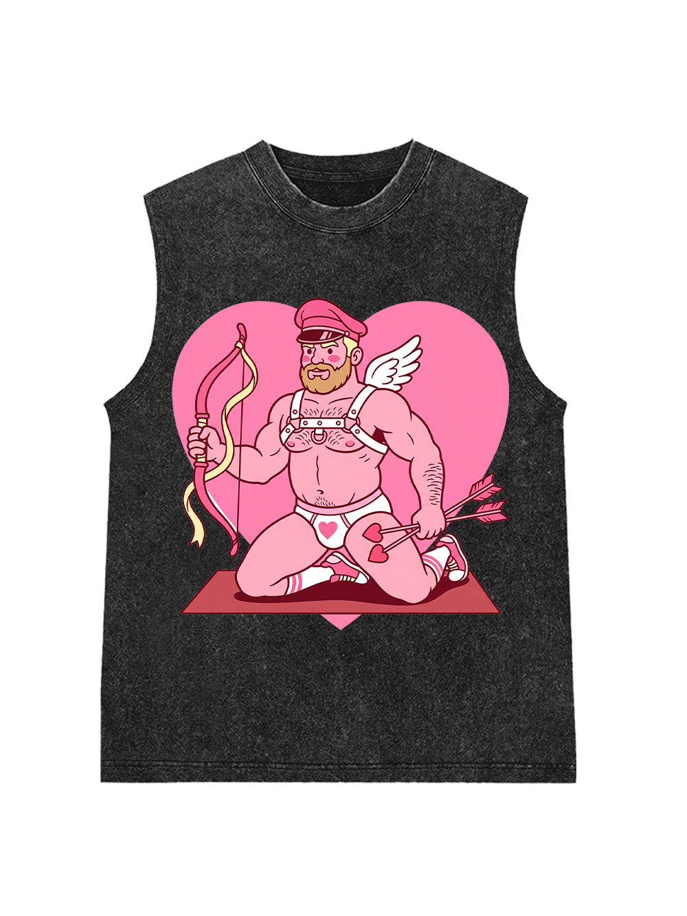 CUPID KNEELING WITH BOW WASHED TANK TOP