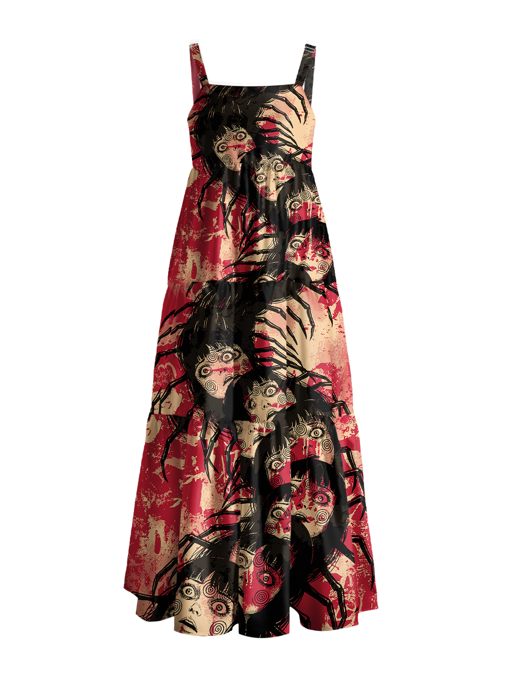 TWISTED FACES CRAWL WIDE STRAPS MAXI DRESS