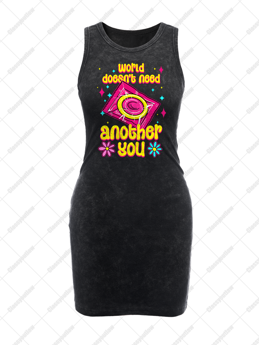 WORLD DOESN'T NEED ANOTHER YOU VINTAGE BODYCON TANK DRESS