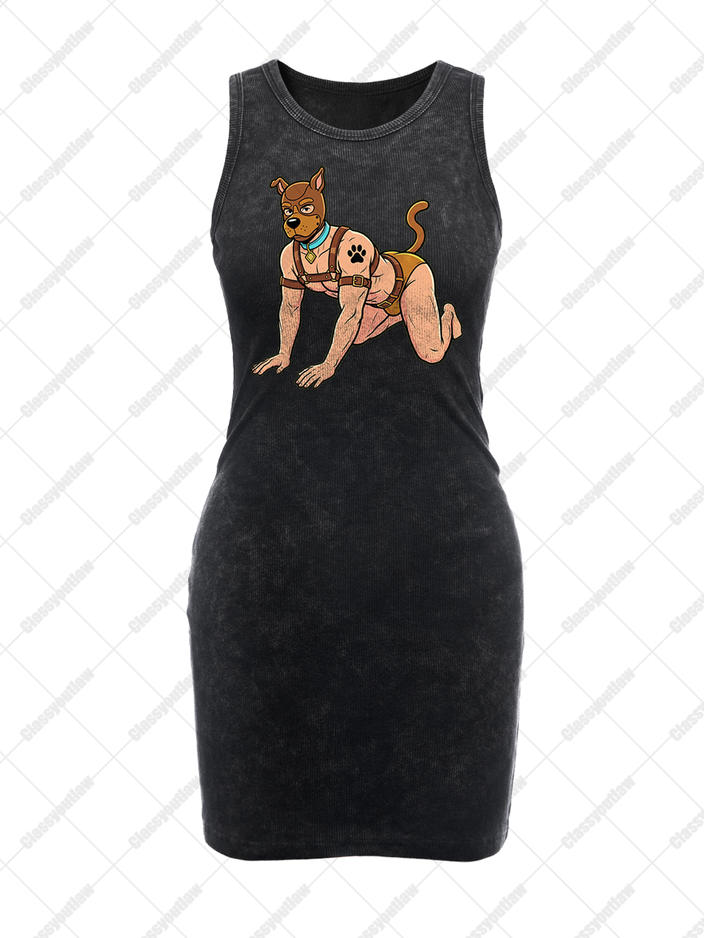 HUMAN PUP PLAY VINTAGE BODYCON TANK DRESS