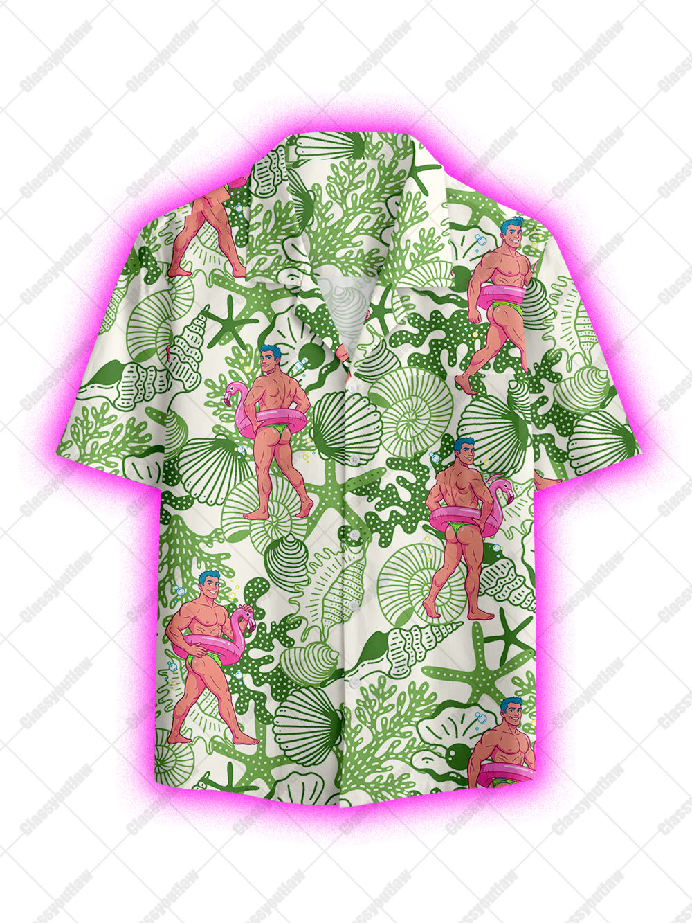 MUSCLE MERMAN PARADISE BUTTON UP POCKET SHIRT