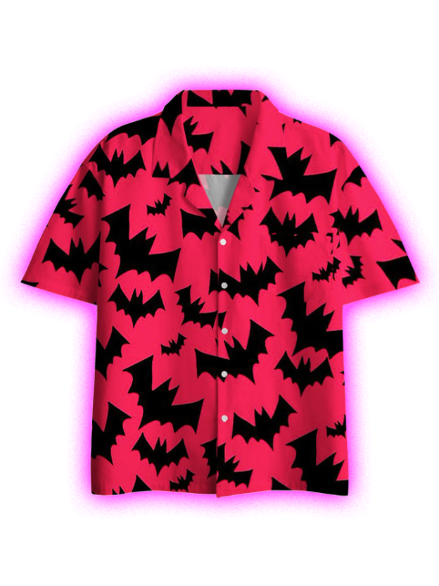 Bat Pattern Button Up Pocket Shirt