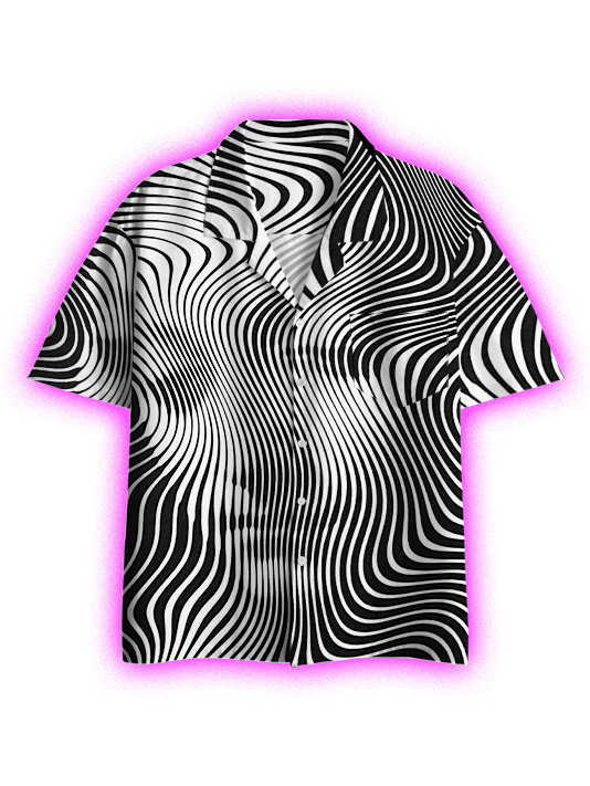 Optical Illusion Waves Button Up Pocket Shirt