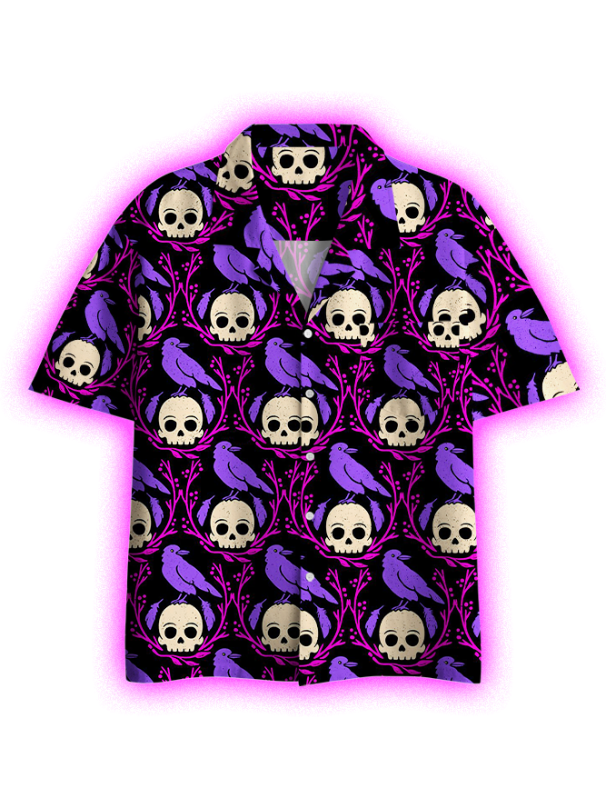 Skull and Raven Button Up Pocket Shirt