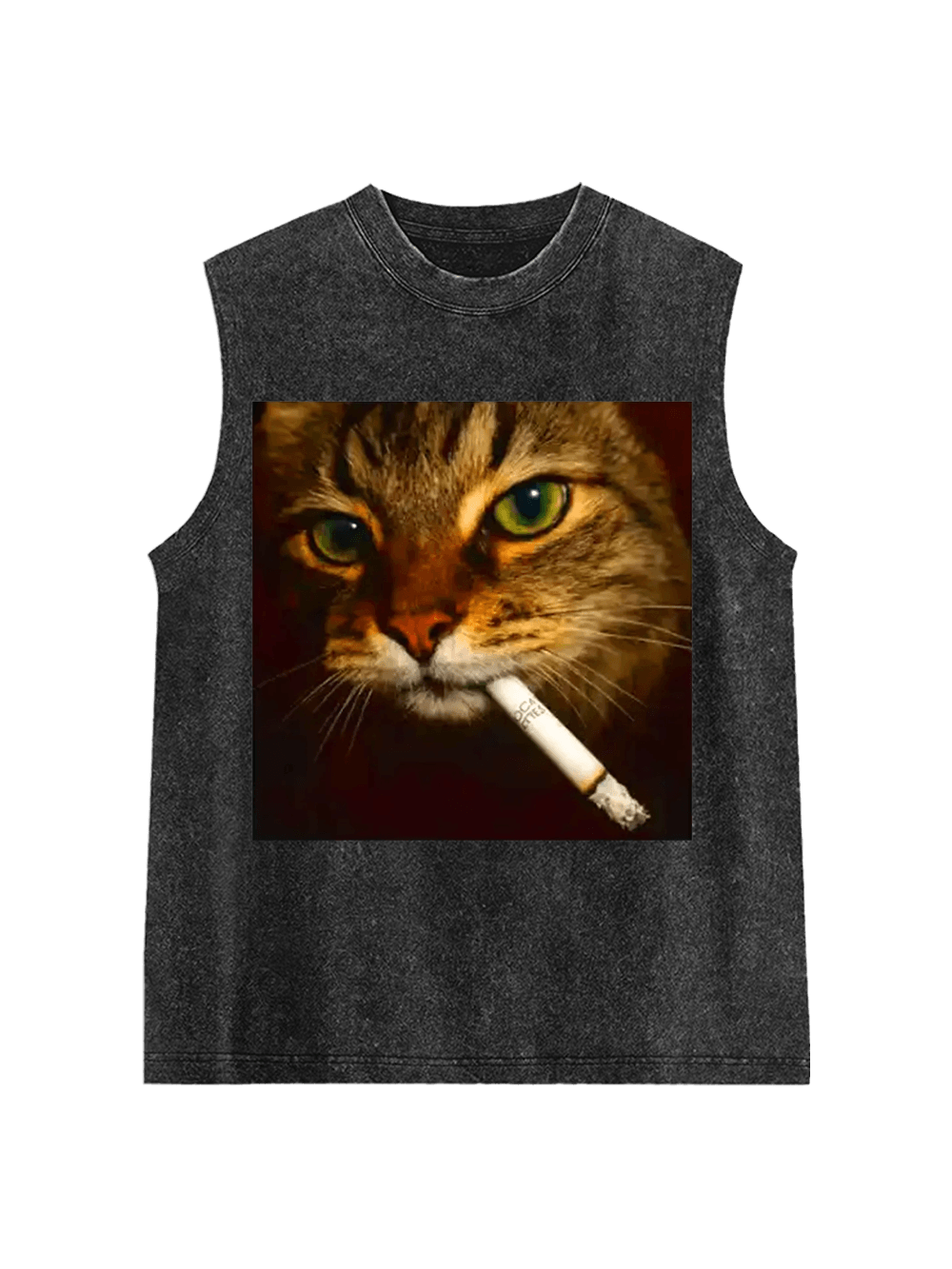 Smoking Cat Washed Tank Top
