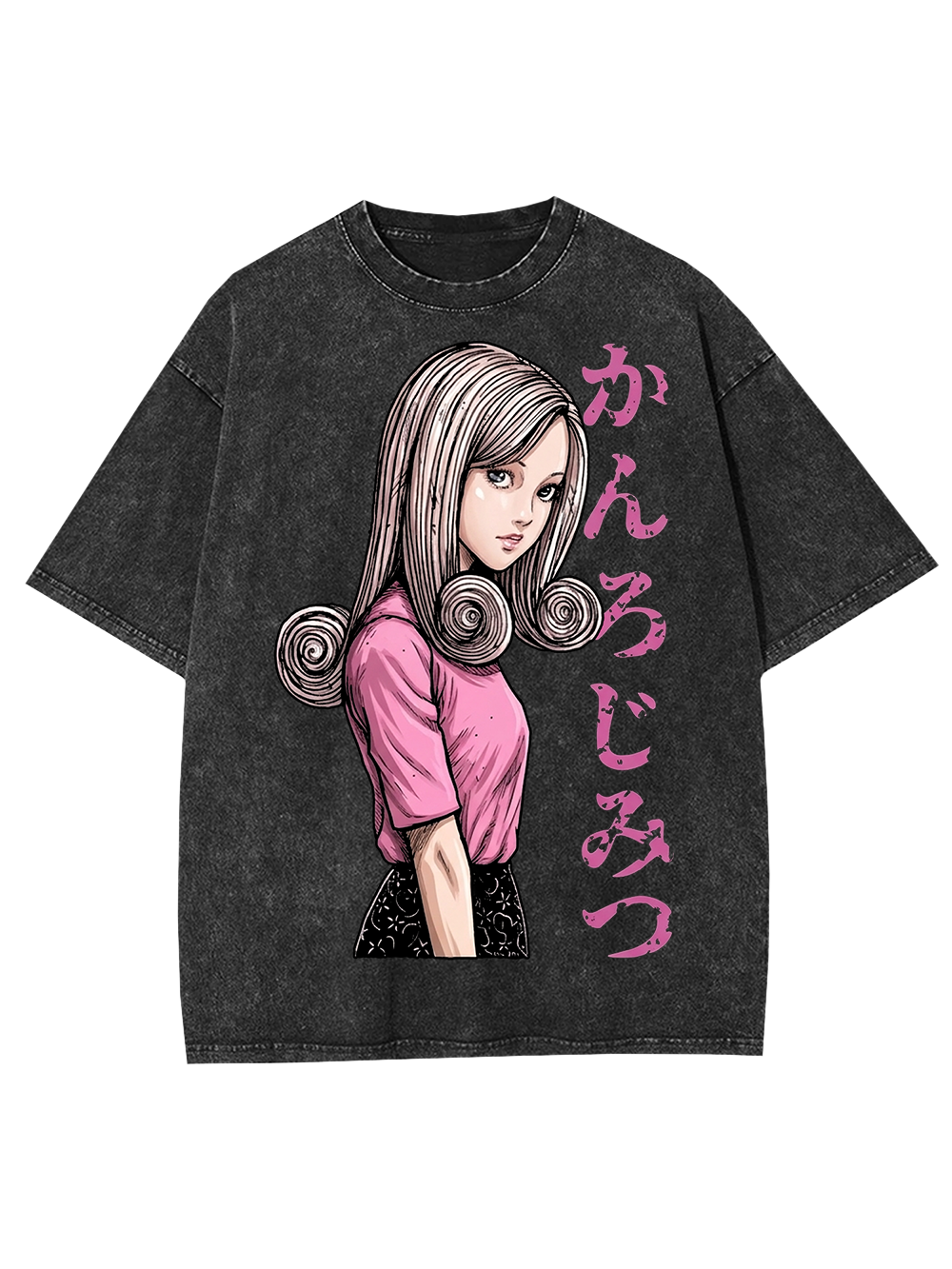 SPIRAL HAIRED GIRL IN PINK AAA WASHED TSHIRT