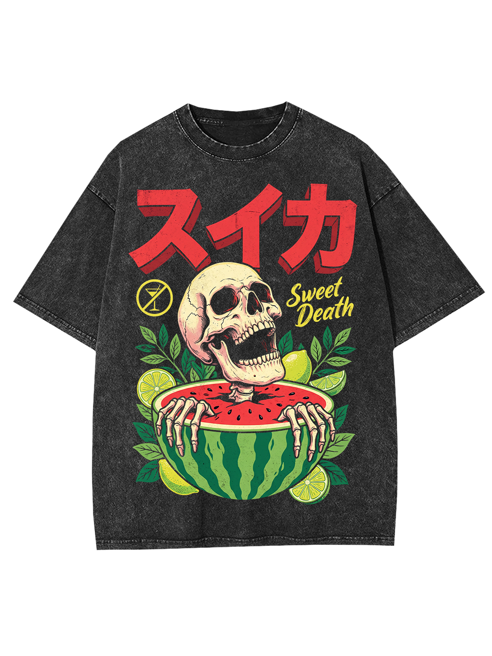 SWEET DEATH WATERMELON SKULL AAA WASHED TSHIRT