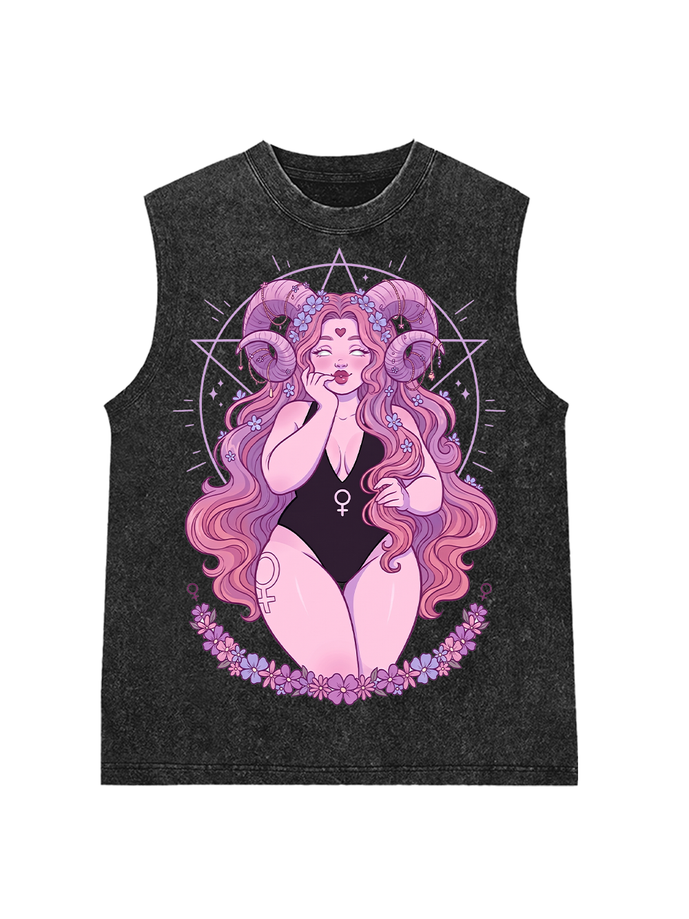 PASTEL GOTH ZODIAC LADY AAA WASHED TANK