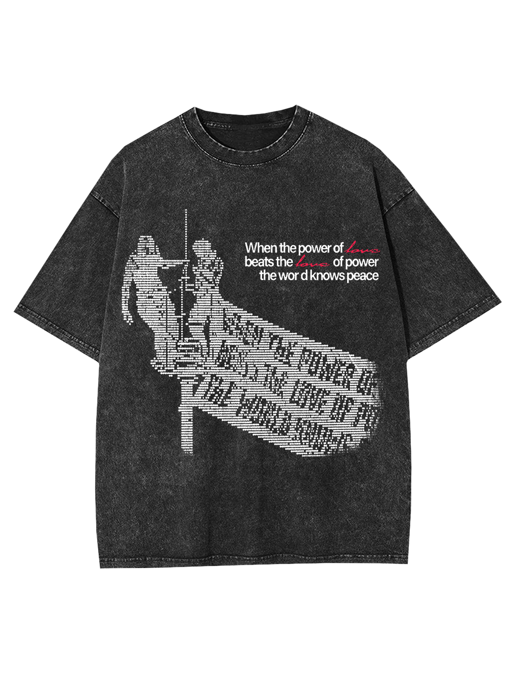 POWER LOVE PEACE WASHED TSHIRT
