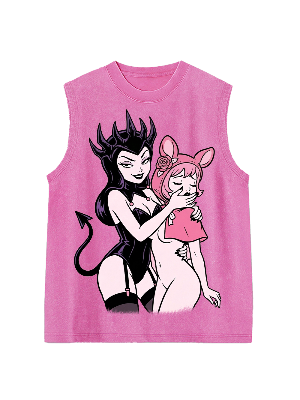 DEMON GIRL AND BUNNY GIRL WASHED TANK