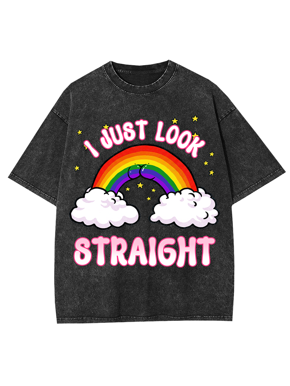 I JUST LOOK STRAIGHT AAA WASHED TSHIRT