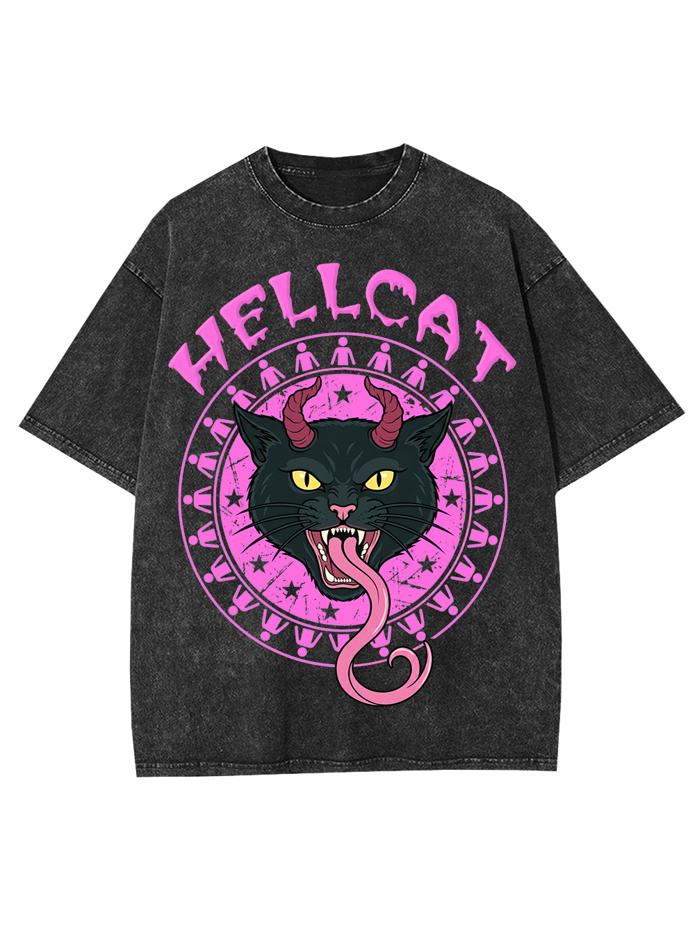 HELLCAT DEMON CAT AAA WASHED TSHIRT