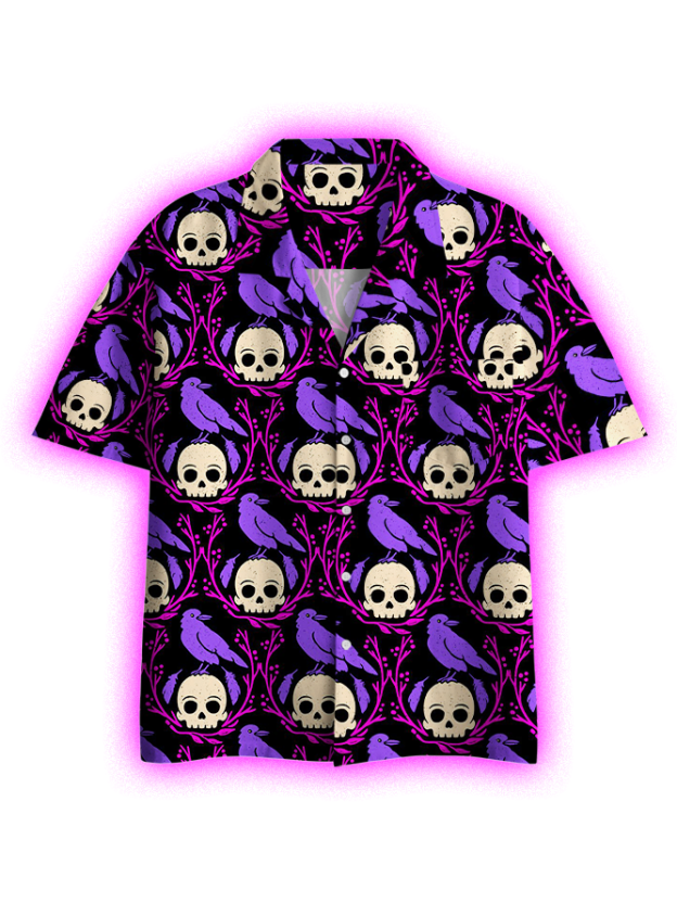 Skull and Raven Button Up Pocket Shirt