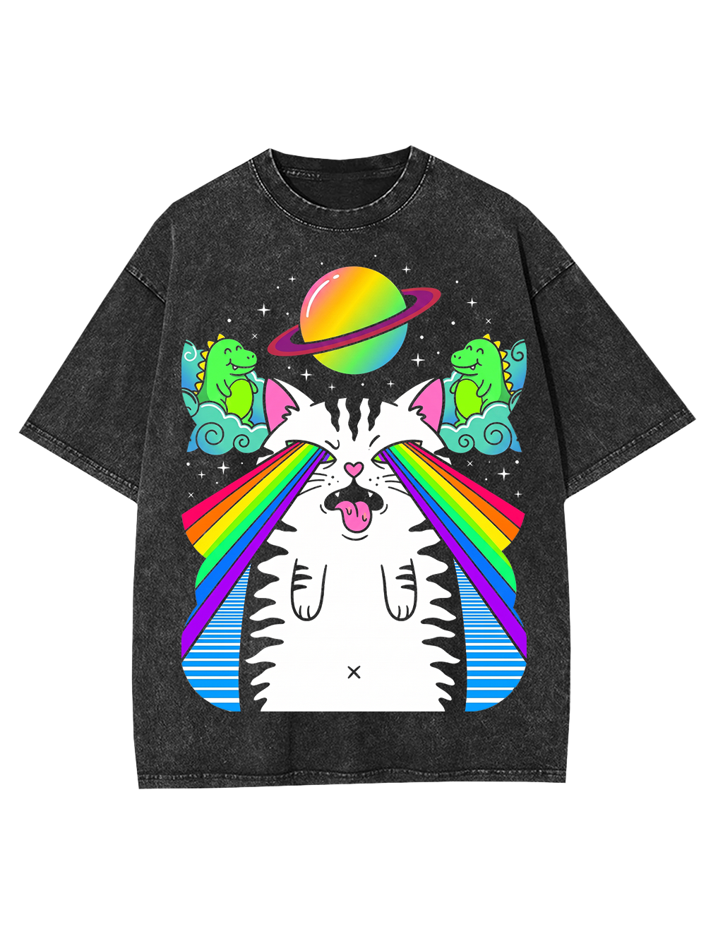RAINBOW SPACE CAT AAA WASHED TSHIRT