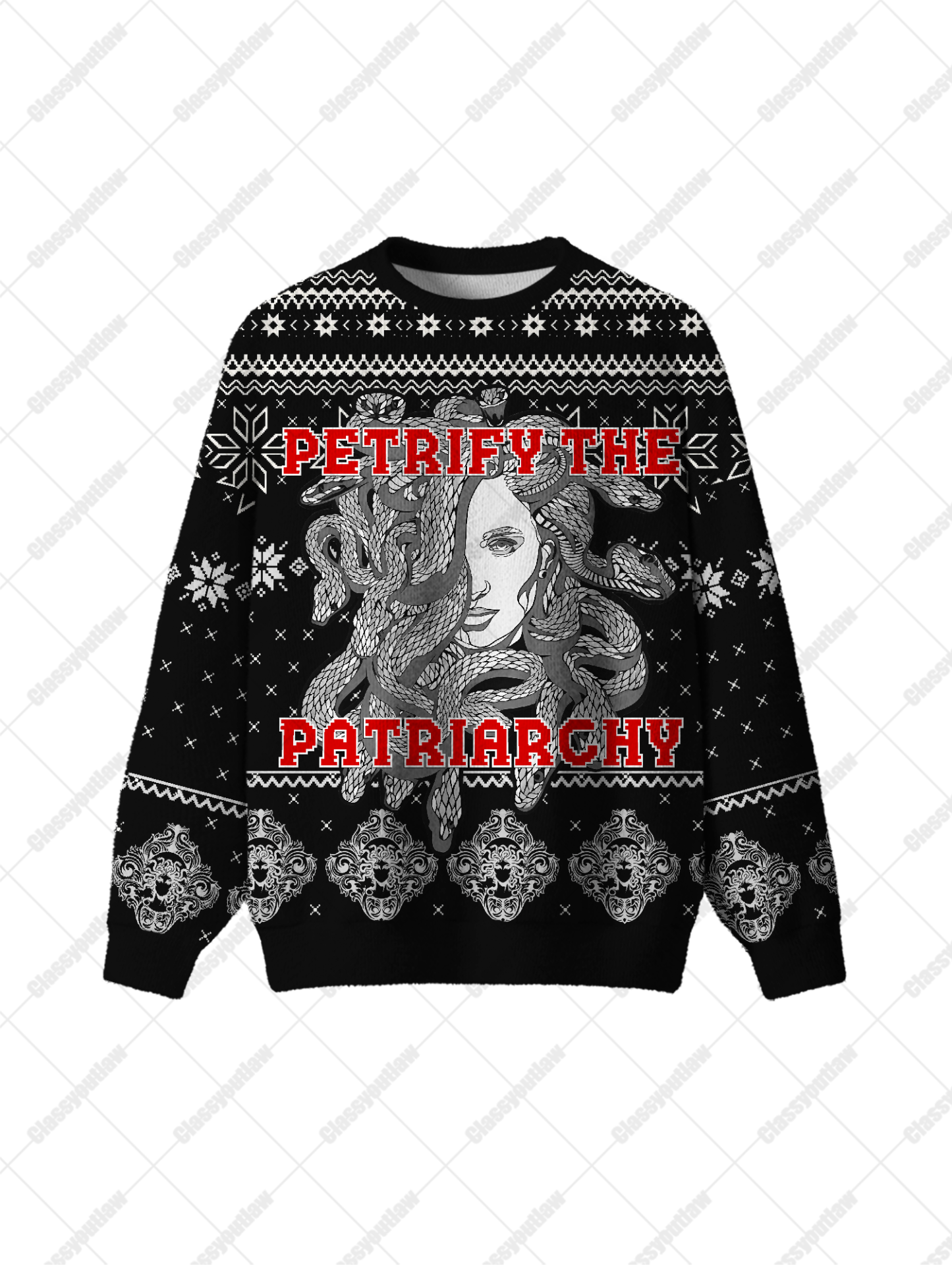 Petrify The Patriarchy UGLY CHRISTMAS SWEATSHIRT-ClassyOutlaw Sale