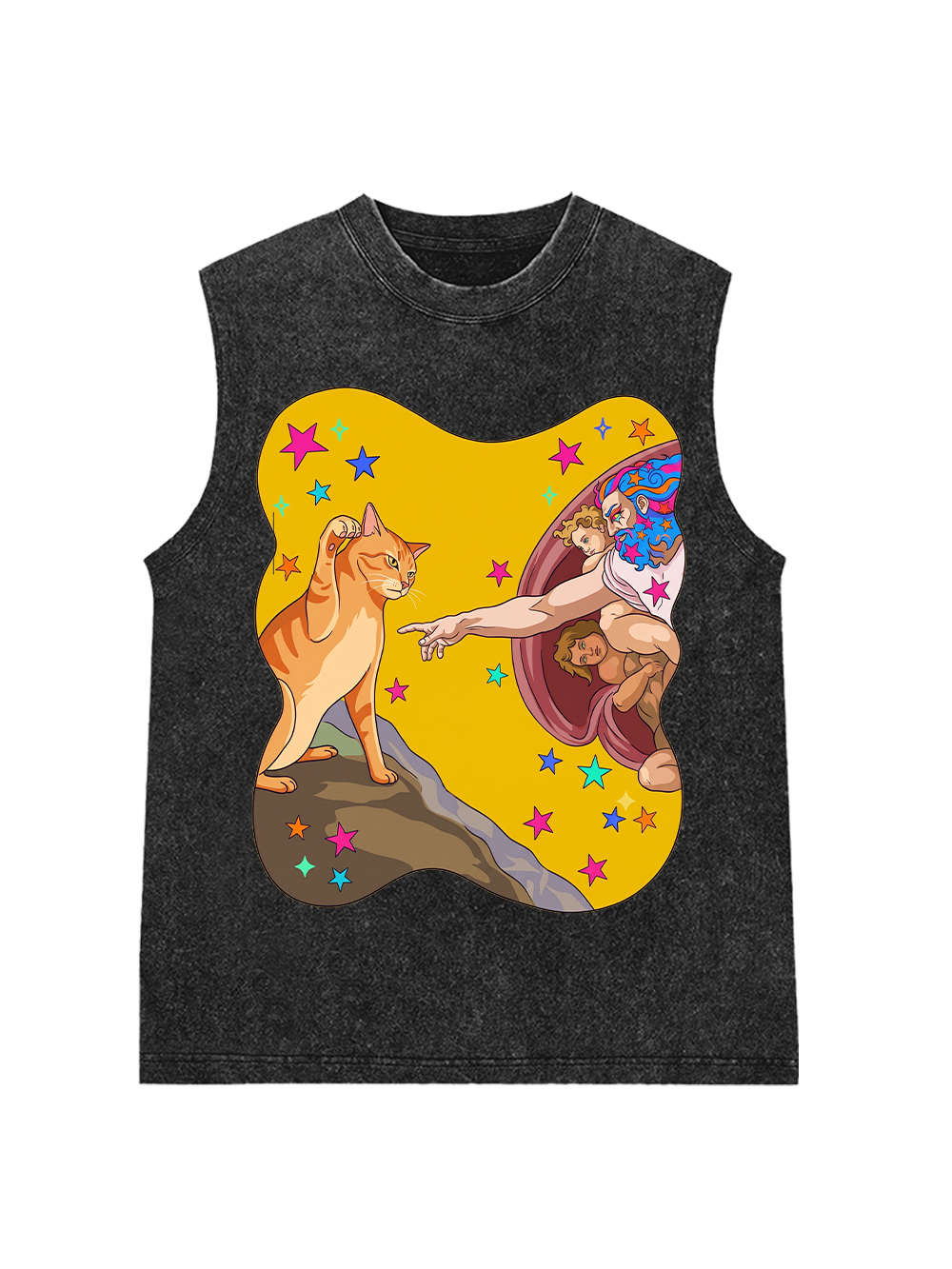GOD CAT TOUCH WASHED TSHIRT AAA WASHED TANK