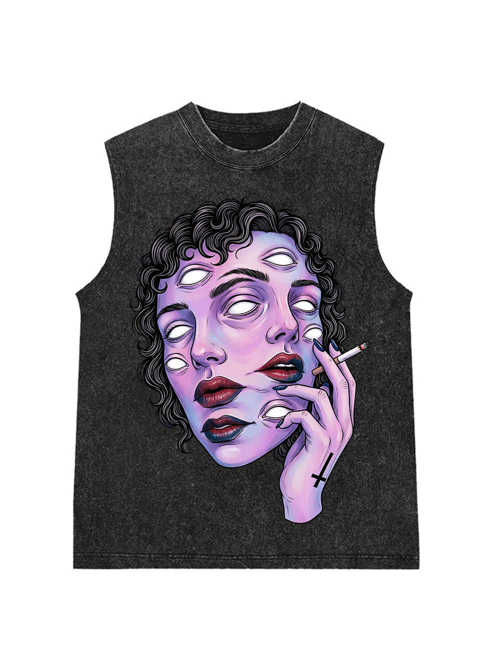 SURREAL MULTI-EYED FACE AAA WASHED TANK