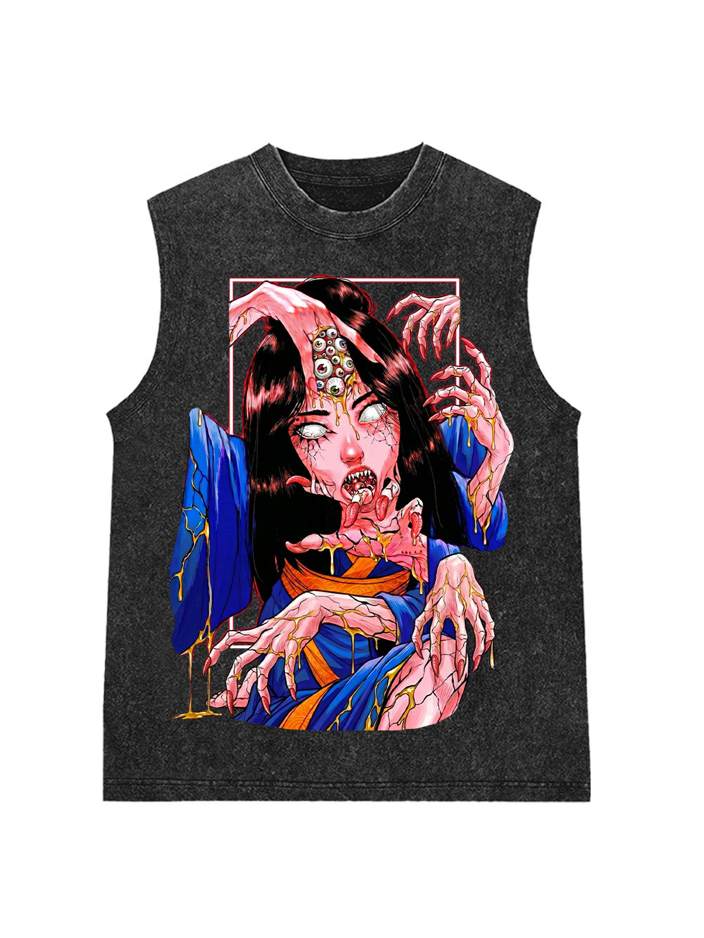 SURREAL MUTATION MULTI‑EYE GIRL AAA WASHED TANK