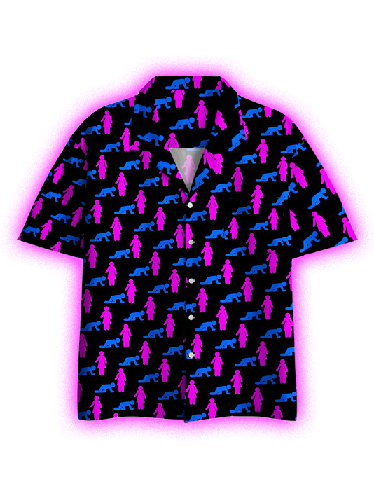 Man Crawling And Woman Standing Button Up Pocket Shirt