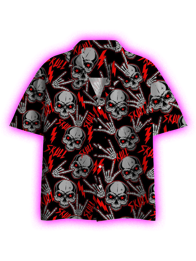 Dark Skeleton Button Up Pocket Shirt