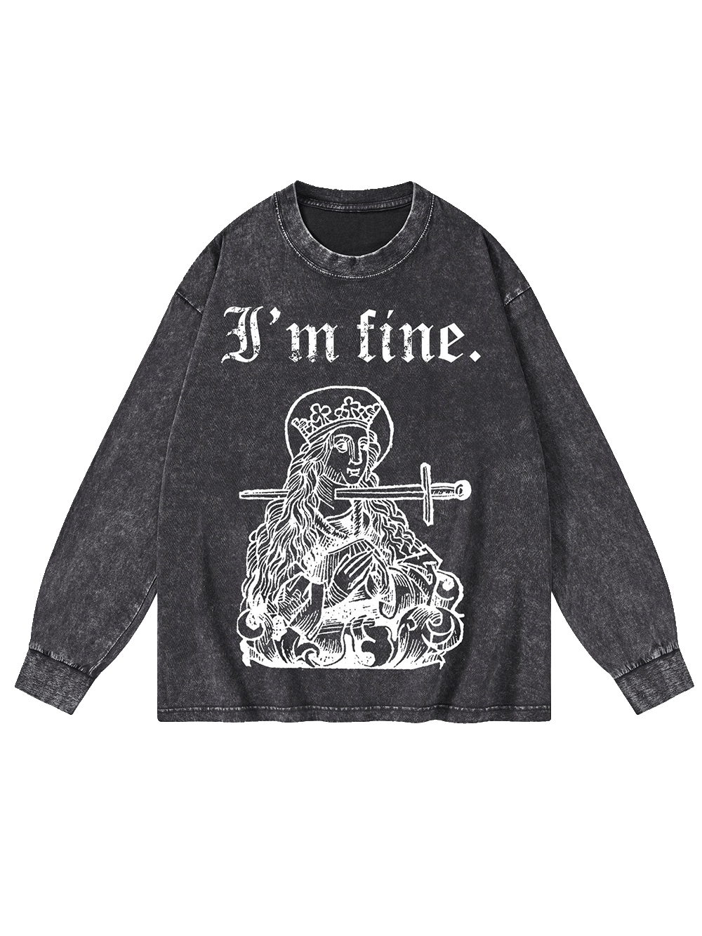I'm Fine Washed Long-Sleeve Tshirt