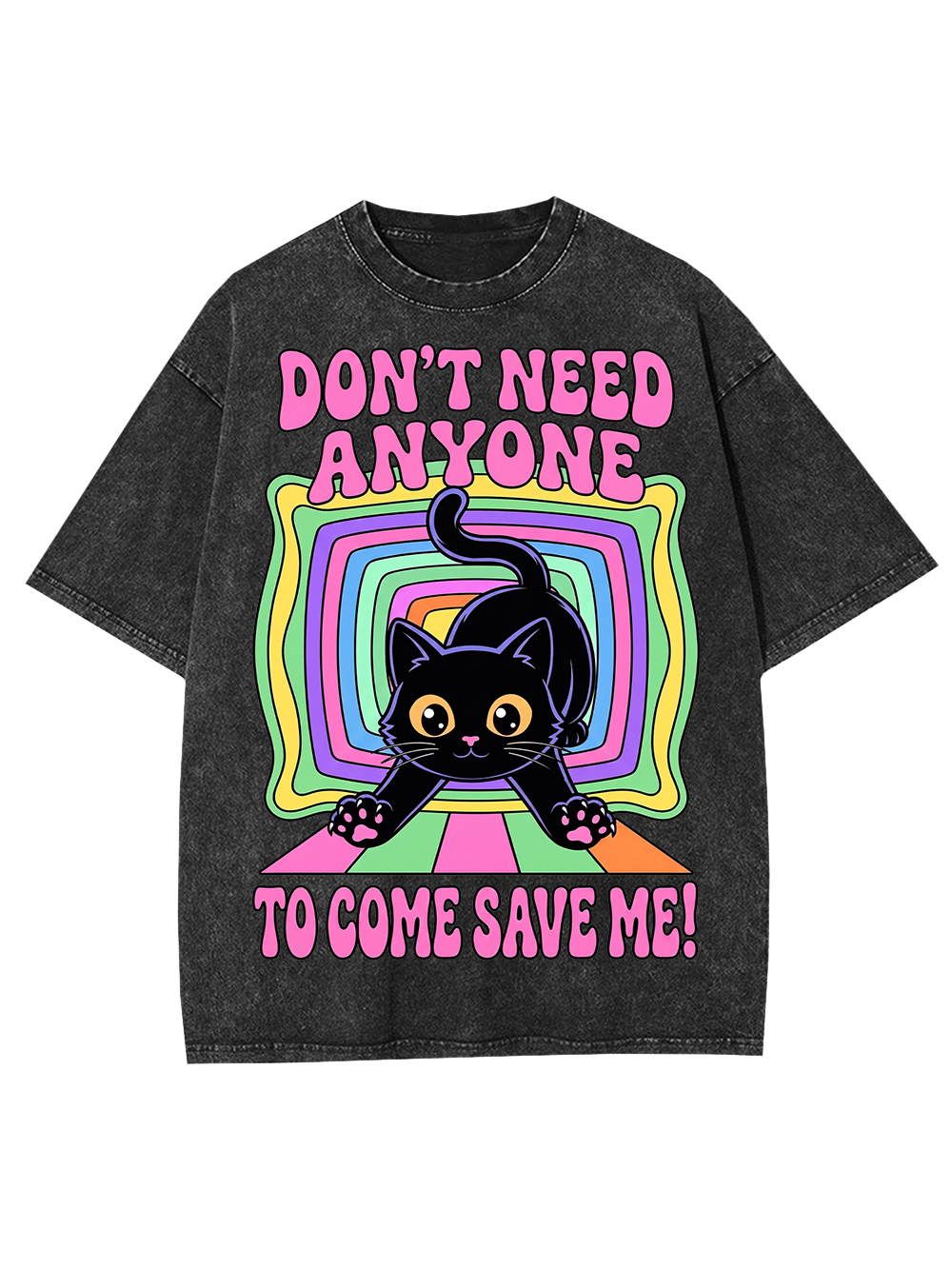 RAINBOW RESCUE CAT AAA WASHED TSHIRT