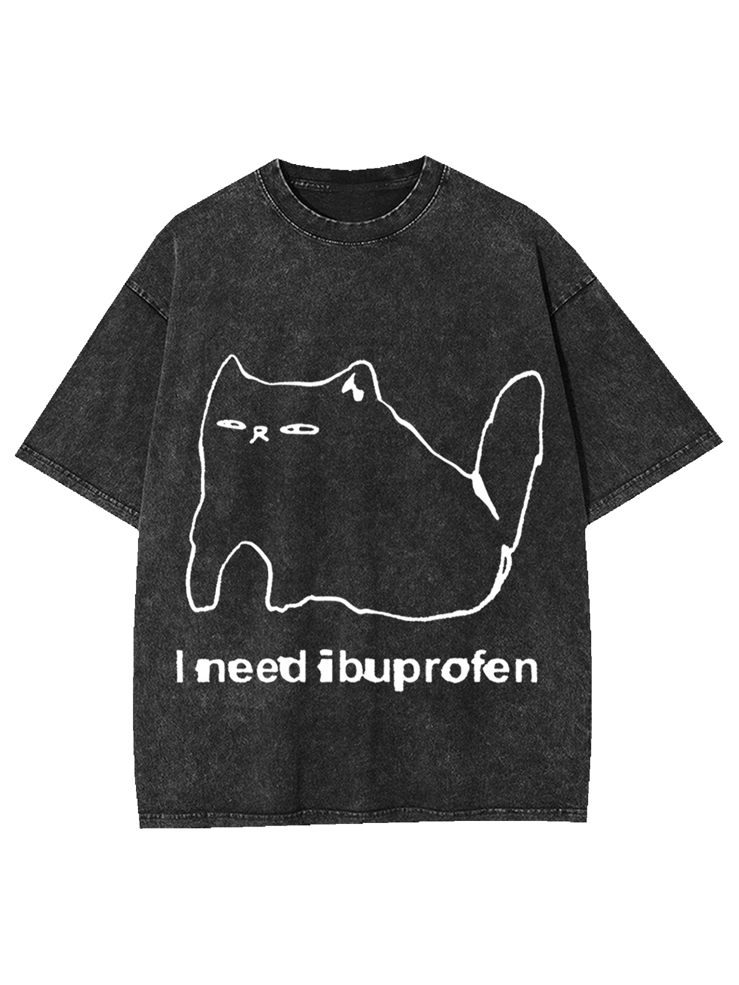 Ibuprofen Cat Washed Tshirt-ClassyOutlaw Sale