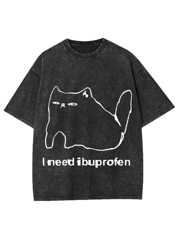 Ibuprofen Cat Washed Tshirt