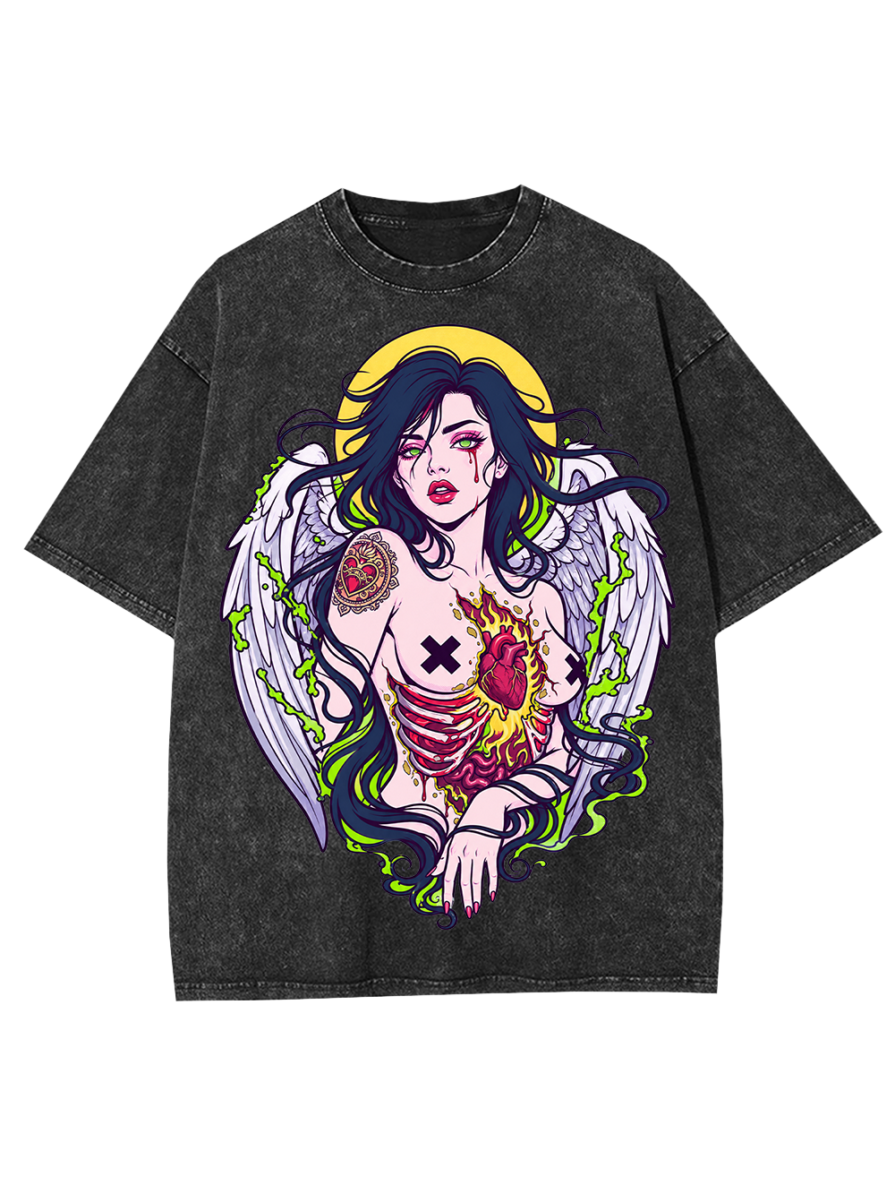 FALLEN HEART ANGEL AAA WASHED TSHIRT