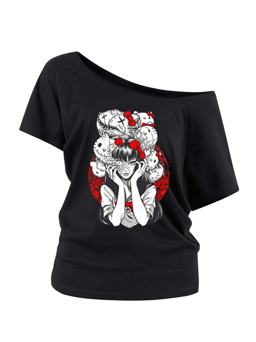 TOMIE AND HELLO KITTY OFF SHOULDER TSHIRTS